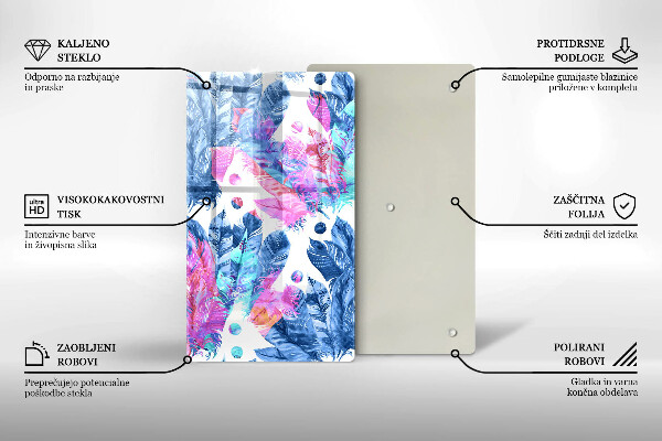 Protège plaque de cuisson Illustration bohème de plumes