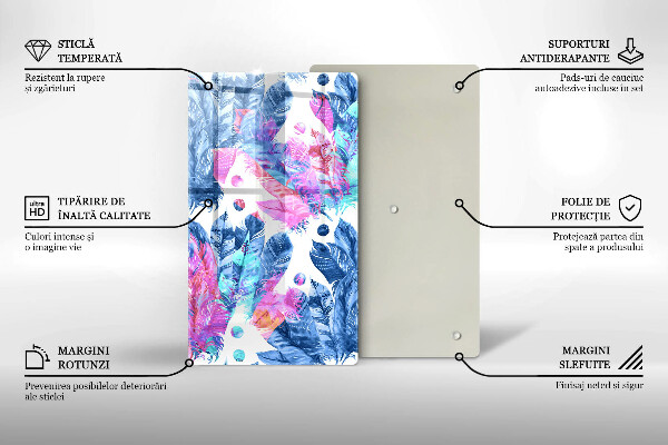 Protège plaque de cuisson Illustration bohème de plumes