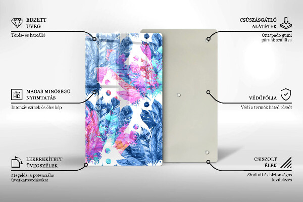 Protège plaque de cuisson Illustration bohème de plumes