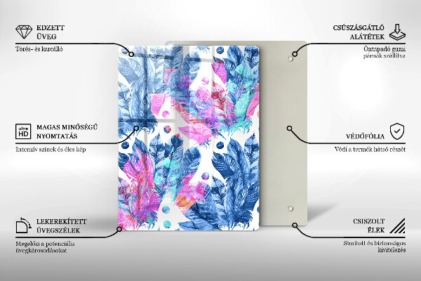 Protège plaque de cuisson Illustration bohème de plumes