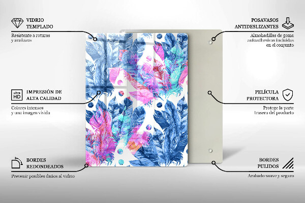 Protège plaque de cuisson Illustration bohème de plumes