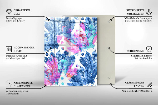 Protège plaque de cuisson Illustration bohème de plumes