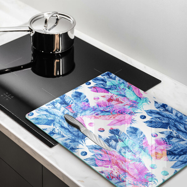 Protège plaque de cuisson Illustration bohème de plumes