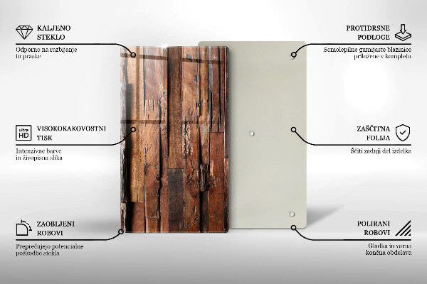 Protège plaque de cuisson Planches de bois décoratives