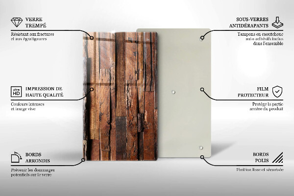 Protège plaque de cuisson Planches de bois décoratives