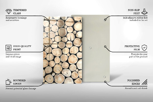 Protège plaque de cuisson Troncs d'arbres en bois