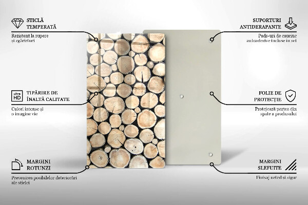 Protège plaque de cuisson Troncs d'arbres en bois
