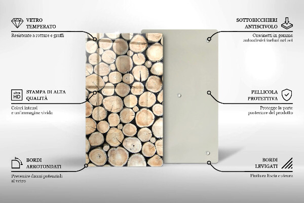 Protège plaque de cuisson Troncs d'arbres en bois