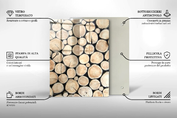 Protège plaque de cuisson Troncs d'arbres en bois