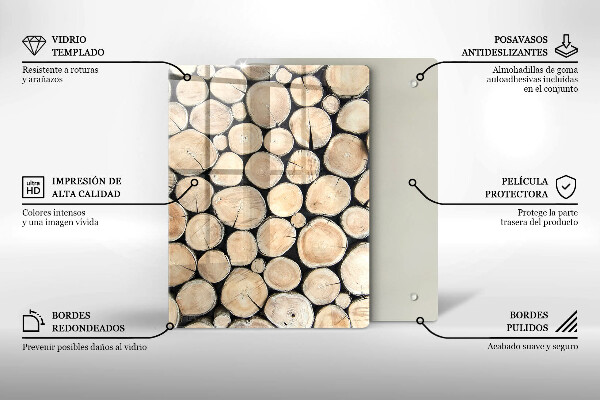 Protège plaque de cuisson Troncs d'arbres en bois