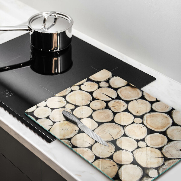Protège plaque de cuisson Troncs d'arbres en bois
