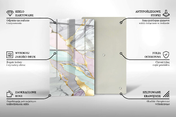 Protège plaque de cuisson Marbre pastel