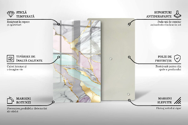 Protège plaque de cuisson Marbre pastel