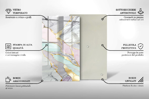 Protège plaque de cuisson Marbre pastel