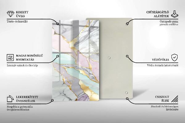 Protège plaque de cuisson Marbre pastel