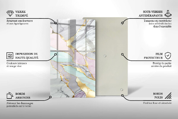 Protège plaque de cuisson Marbre pastel