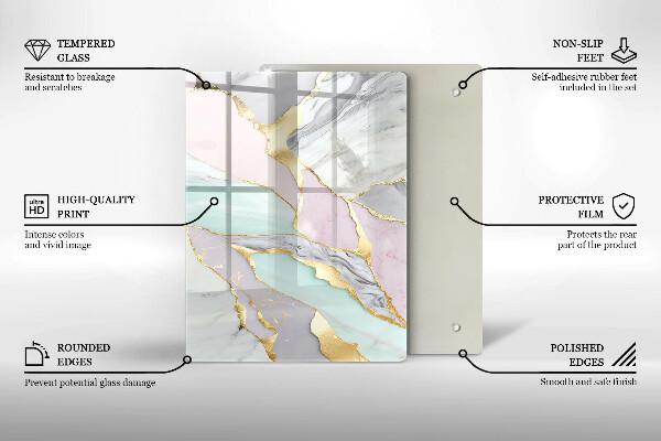 Protège plaque de cuisson Marbre pastel