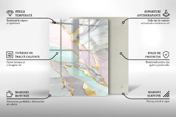 Protège plaque de cuisson Marbre pastel