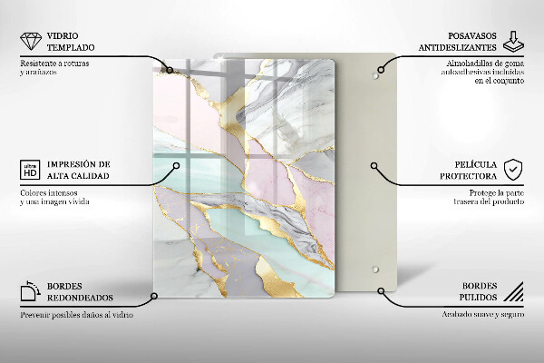 Protège plaque de cuisson Marbre pastel