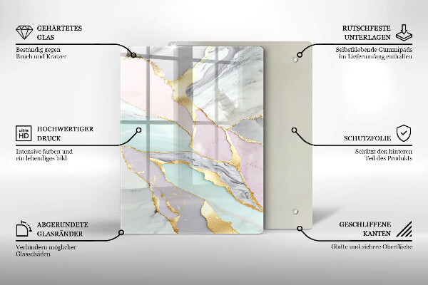 Protège plaque de cuisson Marbre pastel