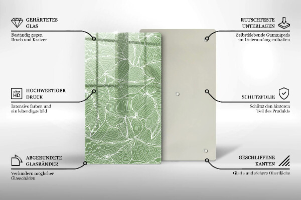 Protège plaque de cuisson Feuilles linéaires