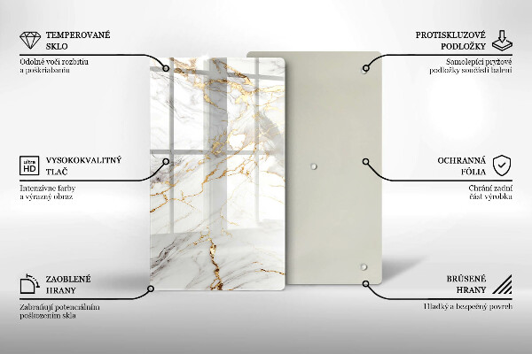 Protège plaque de cuisson Marbre clair avec de l'or