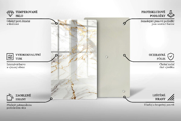 Protège plaque de cuisson Marbre clair avec de l'or