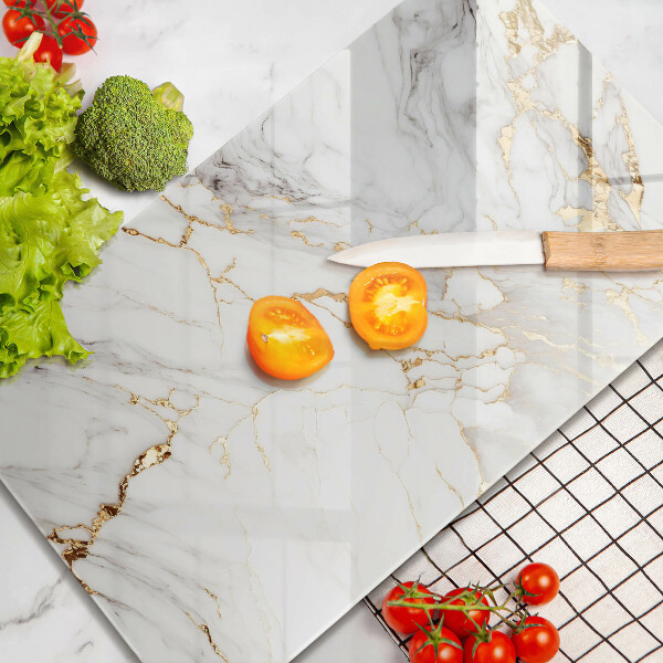 Protège plaque de cuisson Marbre clair avec de l'or