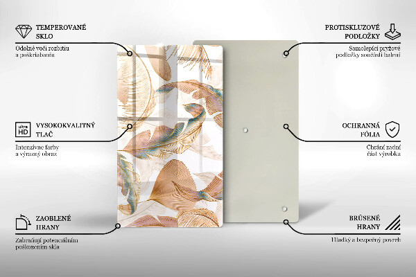 Protège plaque de cuisson Plumes et feuilles de bohème