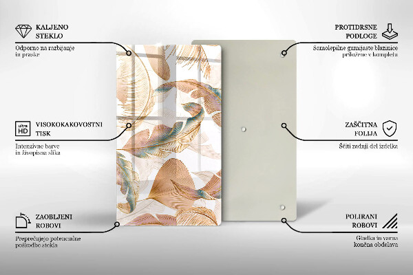 Protège plaque de cuisson Plumes et feuilles de bohème