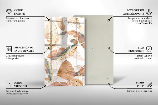 Protège plaque de cuisson Plumes et feuilles de bohème
