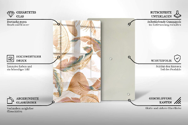 Protège plaque de cuisson Plumes et feuilles de bohème