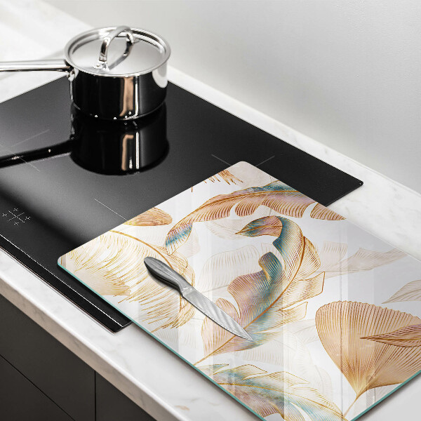 Protège plaque de cuisson Plumes et feuilles de bohème