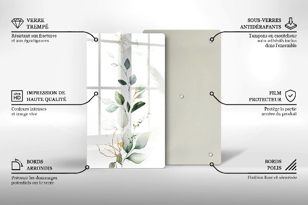 Protège plaque de cuisson Feuilles d'aquarelle