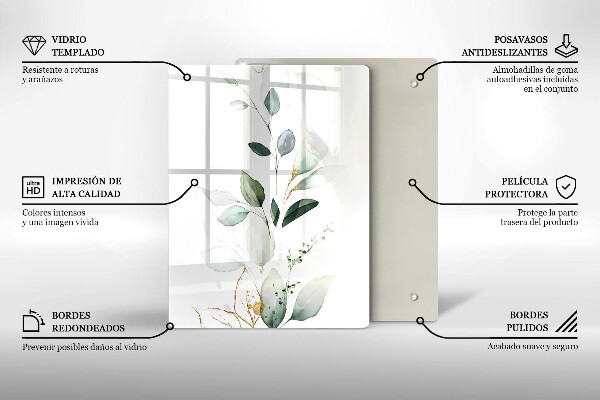 Protège plaque de cuisson Feuilles d'aquarelle