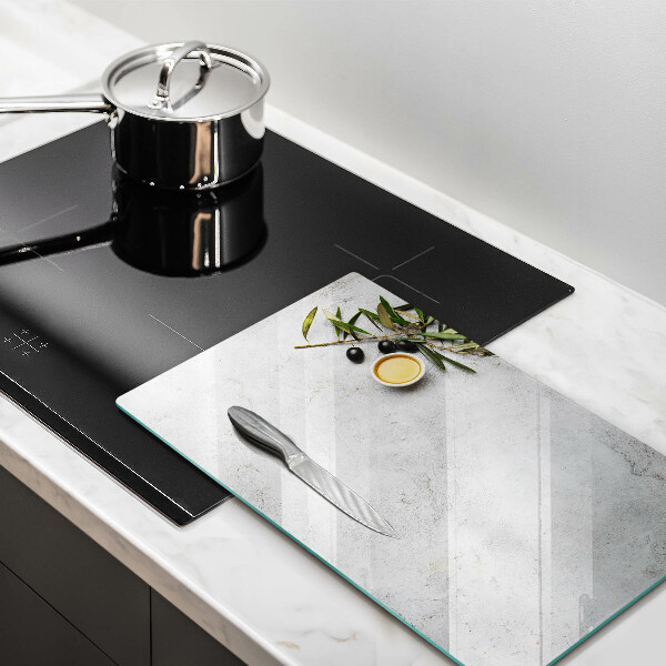 Protège plaque de cuisson Olives sur béton