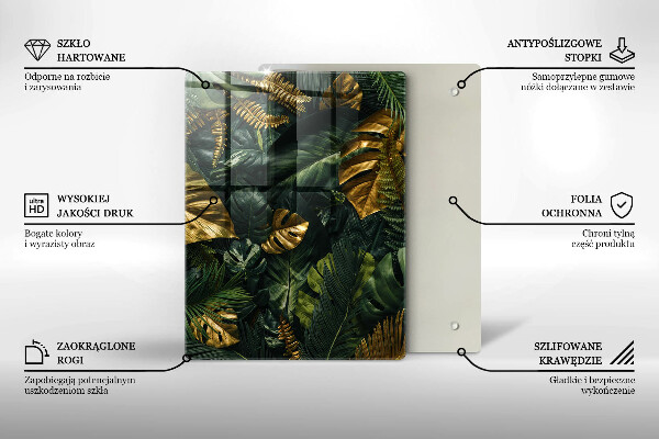 Protège plaque de cuisson Feuilles de monstera dorées
