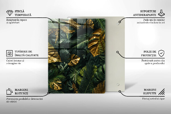 Protège plaque de cuisson Feuilles de monstera dorées