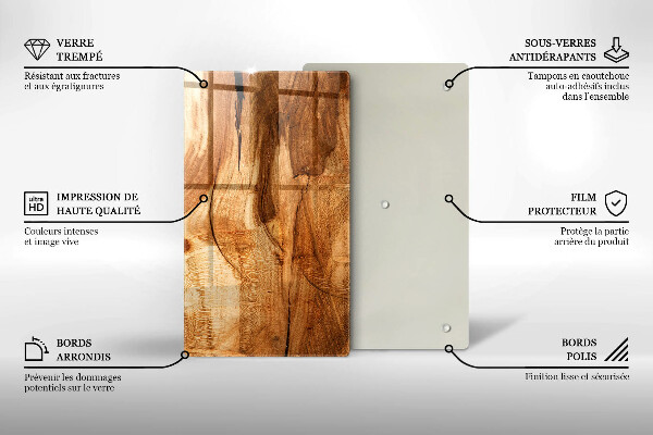 Protège plaque de cuisson Texture de planche de bois