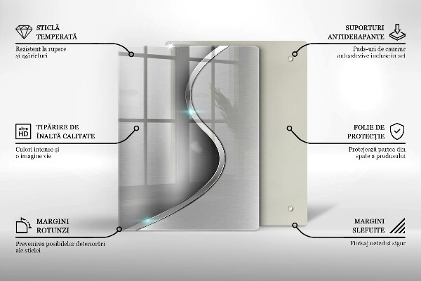 Protège plaque de cuisson Métal argenté abstrait