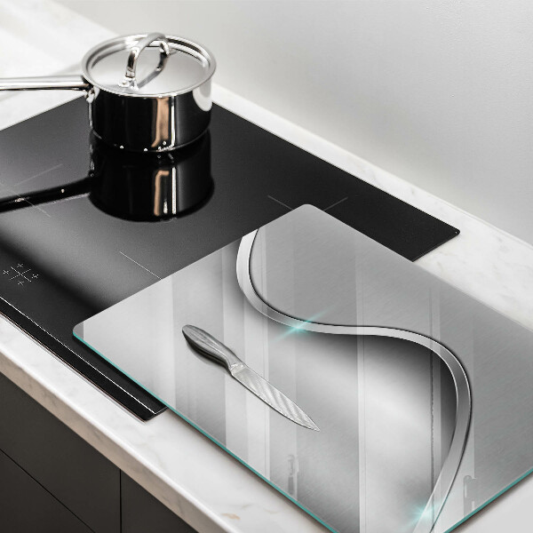 Protège plaque de cuisson Métal argenté abstrait