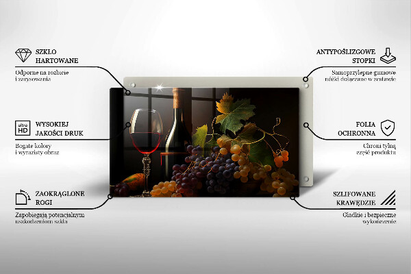 Protection plaque induction Verre de vin et de raisins