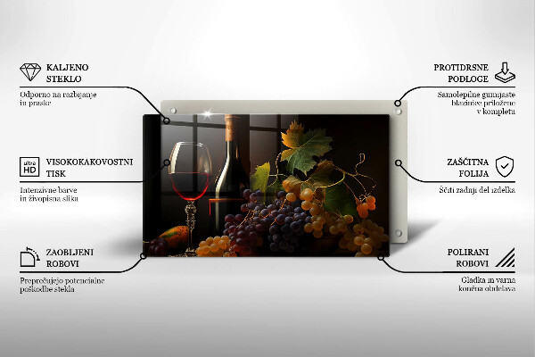 Protection plaque induction Verre de vin et de raisins