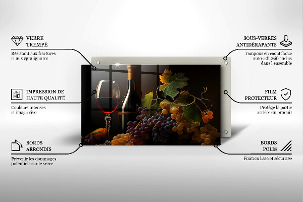 Protection plaque induction Verre de vin et de raisins