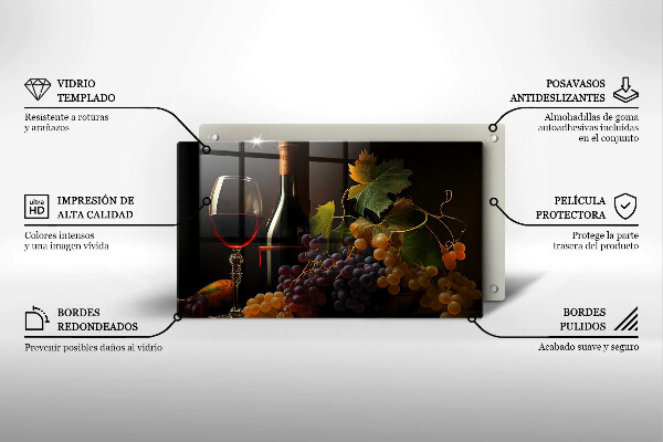 Protection plaque induction Verre de vin et de raisins