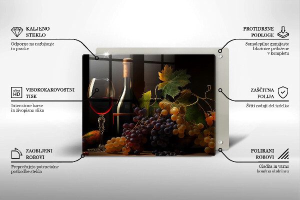 Protection plaque induction Verre de vin et de raisins