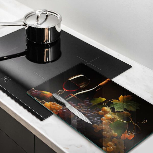 Protection plaque induction Verre de vin et de raisins
