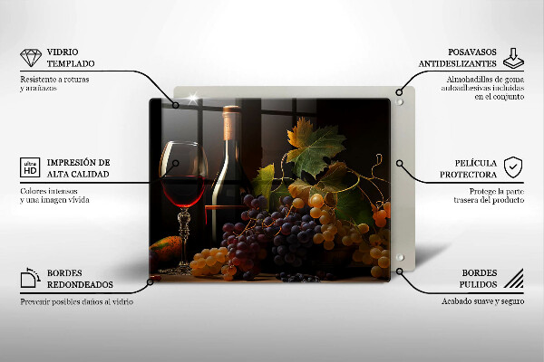 Protection plaque induction Verre de vin et de raisins