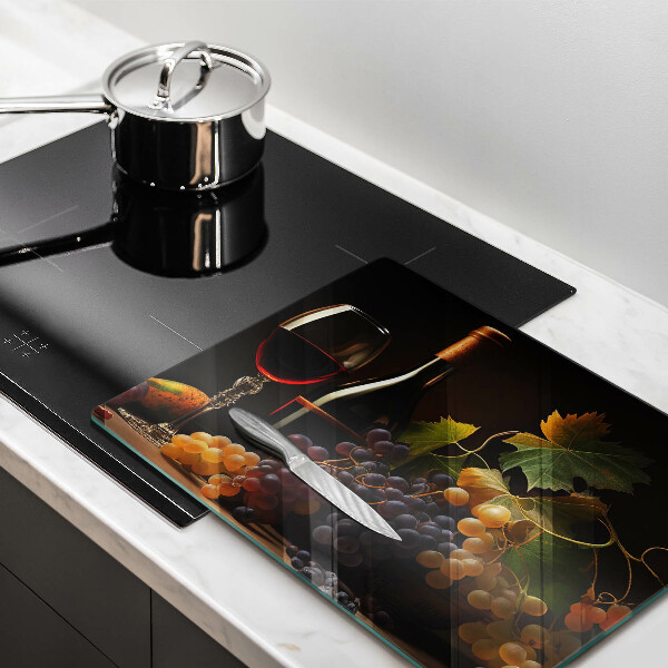 Protection plaque induction Verre de vin et de raisins