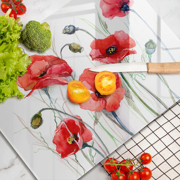 Protection plaque induction Fleurs de coquelicots rouges